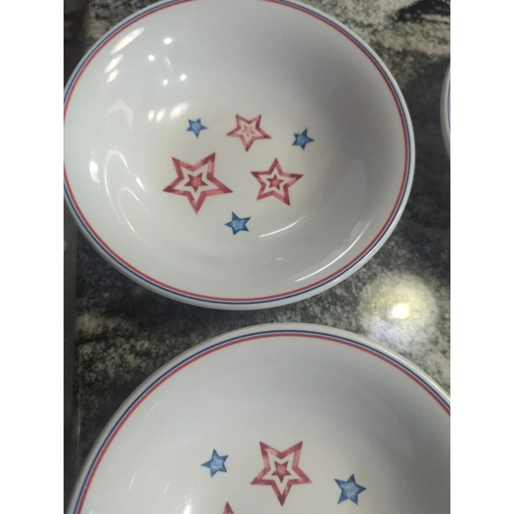 5 Vintage Longaberger Stars and Stripes 4th of July Melamine Cereal/Salad Bowls